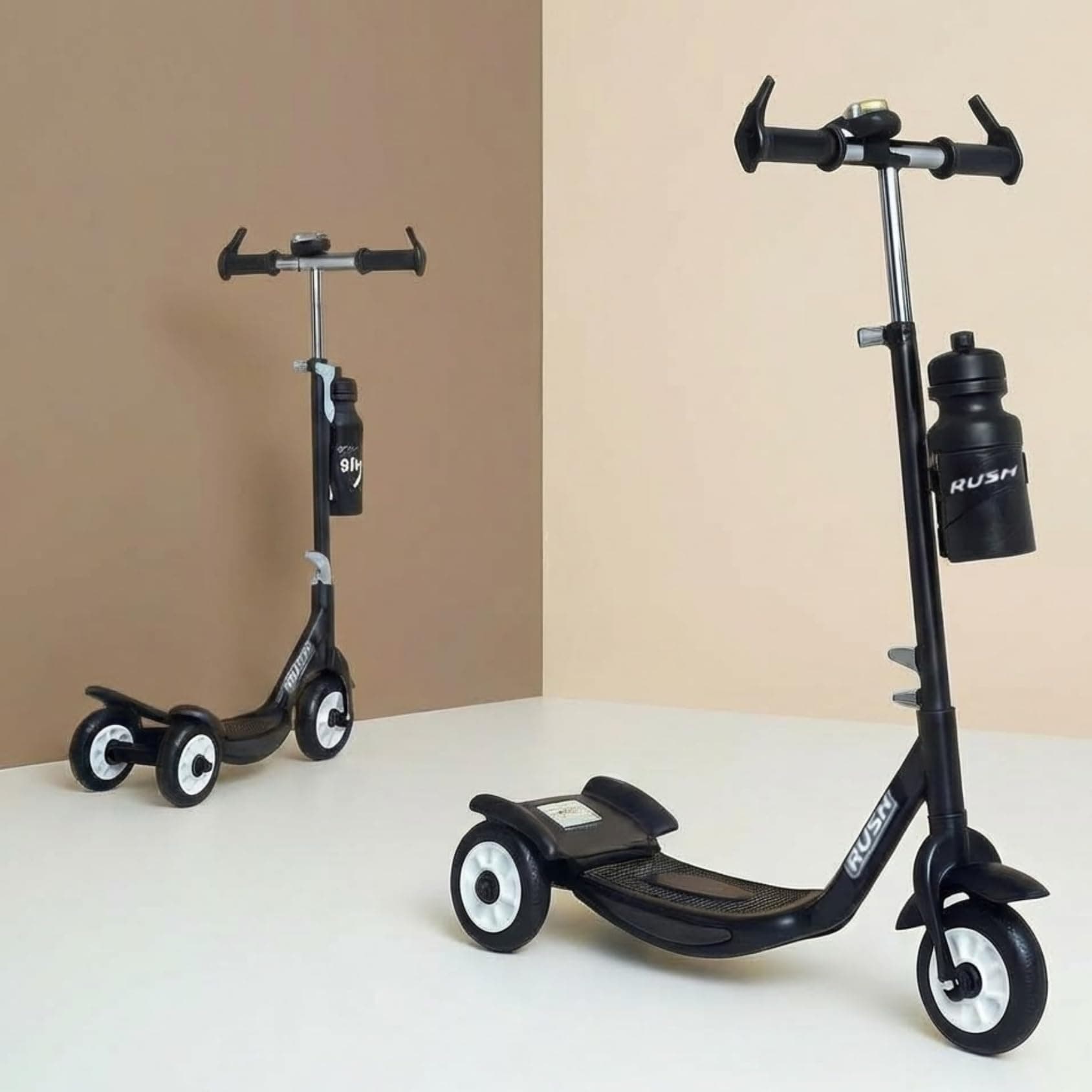 FunRide Kids Scooter - Rush Three Wheel Kick Scooters for Boys and Girls with Sipper, Bell, Adjustable Height and Rear Brake