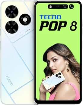 TECNO POP 8 (Mystery White,(8GB*+64GB)|90Hz Punch Hole Display with Dynamic Port & Dual Speakers with DTS| 5000mAh Battery |10W Type-C| Side Fingerpri...