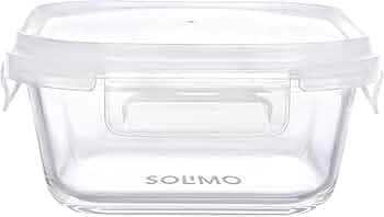 Amazon Brand - Solimo Borosilicate Glass Container with Fresh-n-Lock Safe Storage and Transparent Lids, Square (800 ml Each) (Clear)