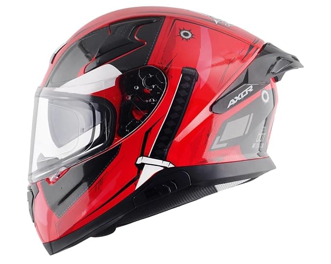 Axor Apex Marvel Deadpool ISI ECE DOT Certified Full Face Dual Visor Helmet for Men and Women Dual EPS Protection with Pinlock Fitted Outer Clear Visor and Inner Smoke Sun Visor Red Black-XL