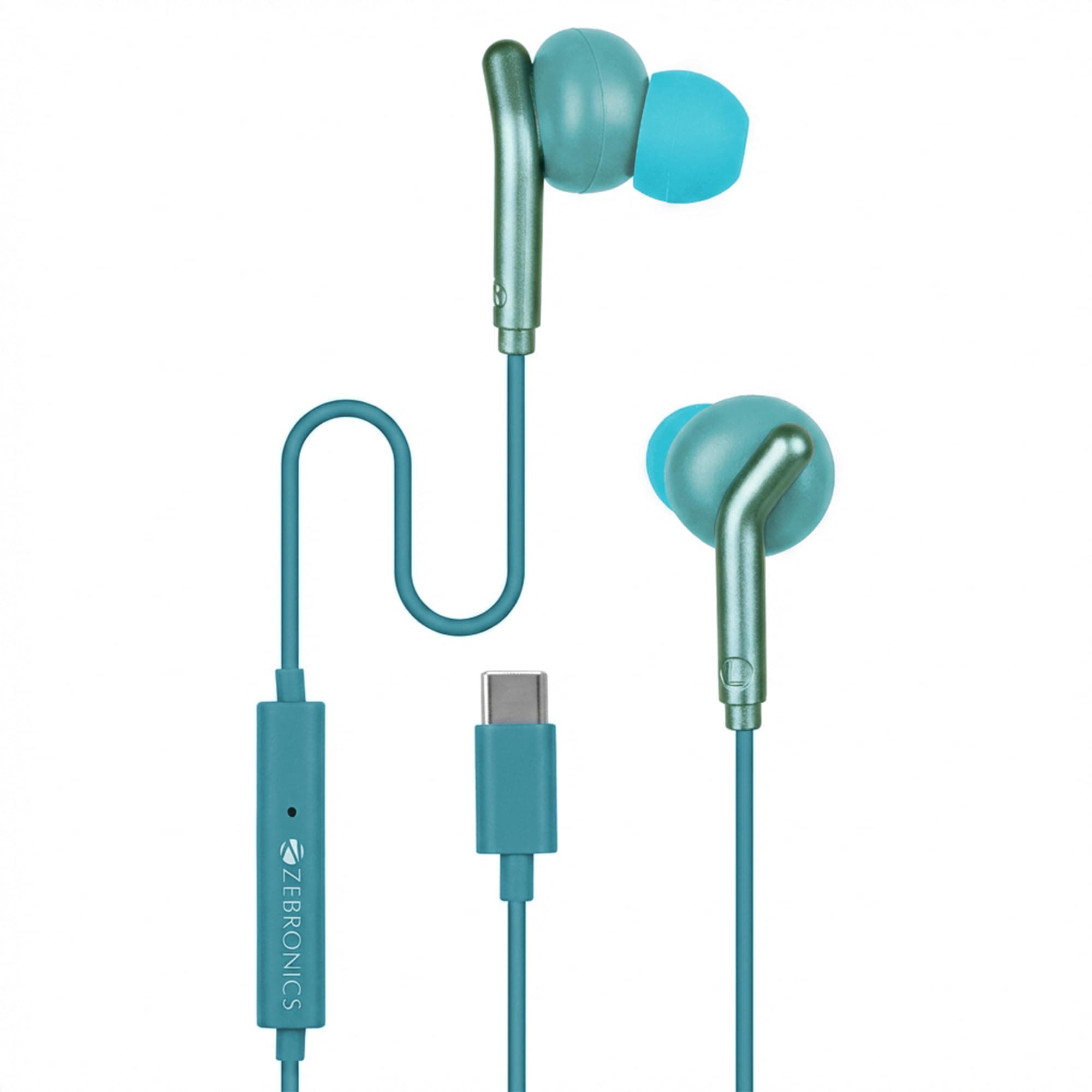 Zebronics Type-C Wired Earphones, in-Line MIC, Deep Bass, 1.2m Cable, 10mm Neodymium Driver, Light Weight, in-Ear Design, Compatible with Mobile, Tabl...