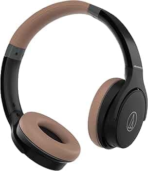 Audio-Technica ATH-S220BT Wireless On-Ear Headphone, Upto 60 Hours Playtime, Bluetooth v5.0, Built-in-Mic, Lightweight, 10 min Rapid Charge - Brown