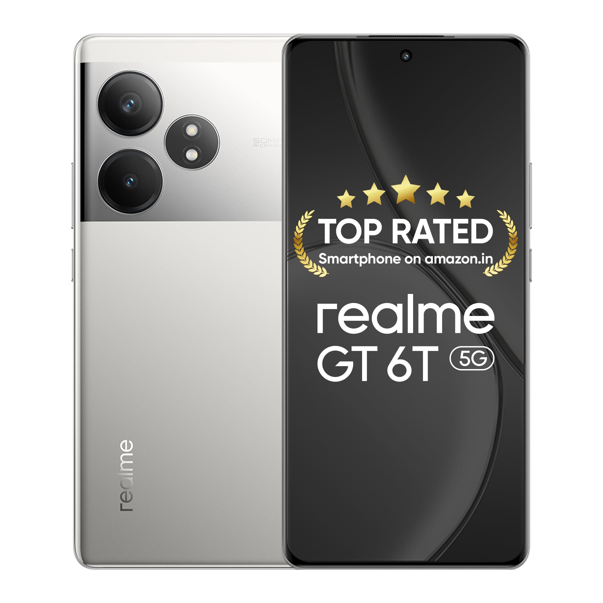 realme GT 6T 5G (Fluid Silver,8GB RAM+128GB Storage) | India's 1st 7+ Gen 3 Flagship Chipset | 1.5M+AnTuTu Score | 5500mAh+120W | The World's Brightes...