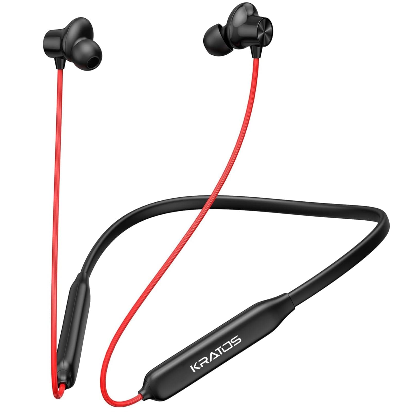Kratos N4 Bluetooth Neckband with 52H Playtime, Deep Bass, Stereo Sound, HD Calls, Magnetic Earbuds, Type-C Fast Charging, Rich Audio, Hollow Switch f...