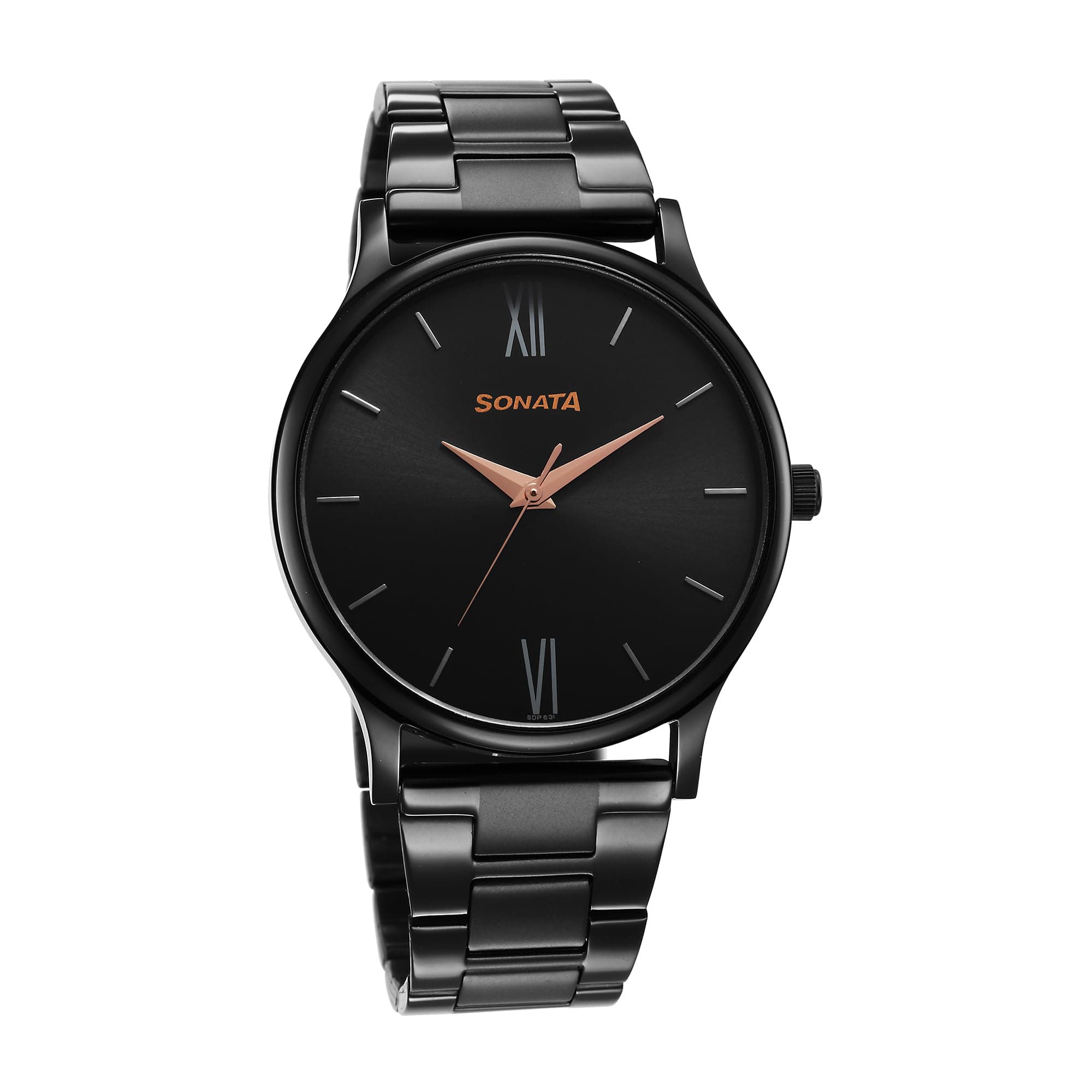 Sonata Black Dial Analog Watch for Men-77105NM03W