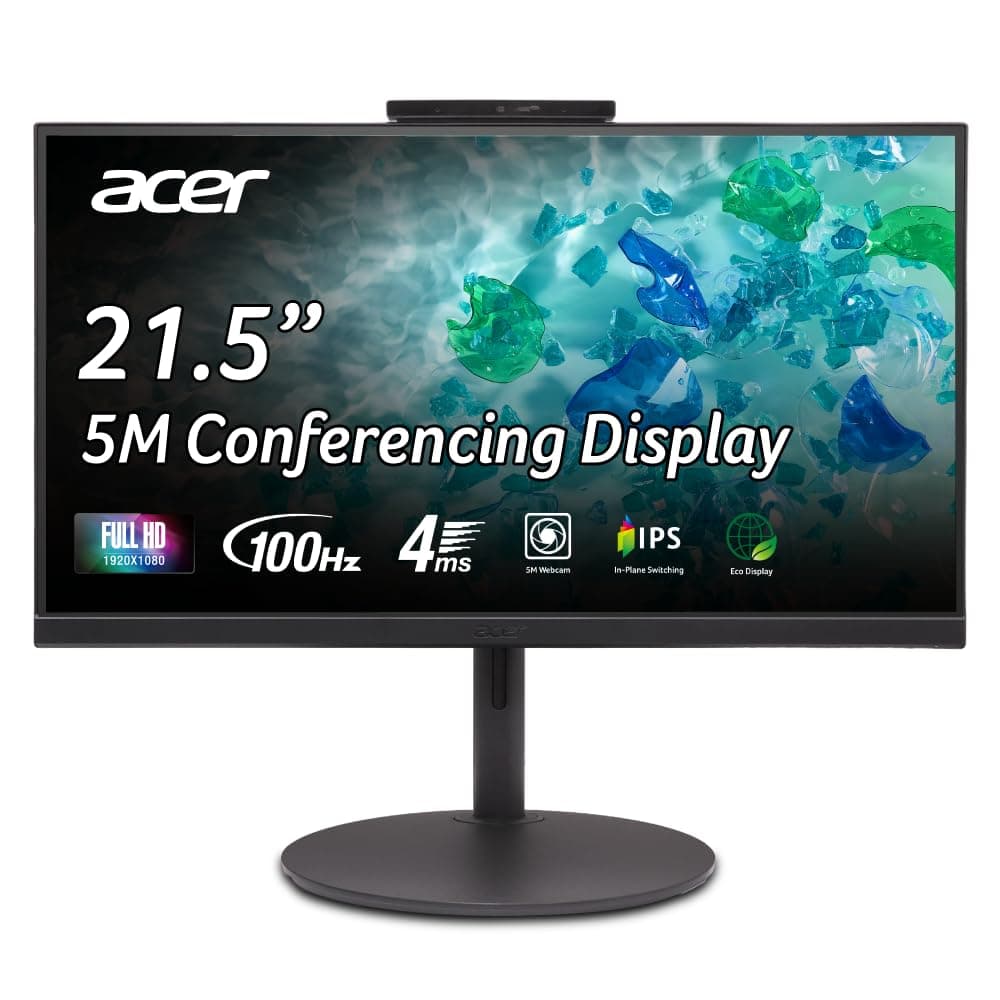 Acer B227Q D1 21.5 Inch IPS Full HD Backlit LED Monitor I Full HD Adjustable Webcam, MIC Support I 100Hz I Tilt, Swivel and Height Adjustment I HDMI, ...