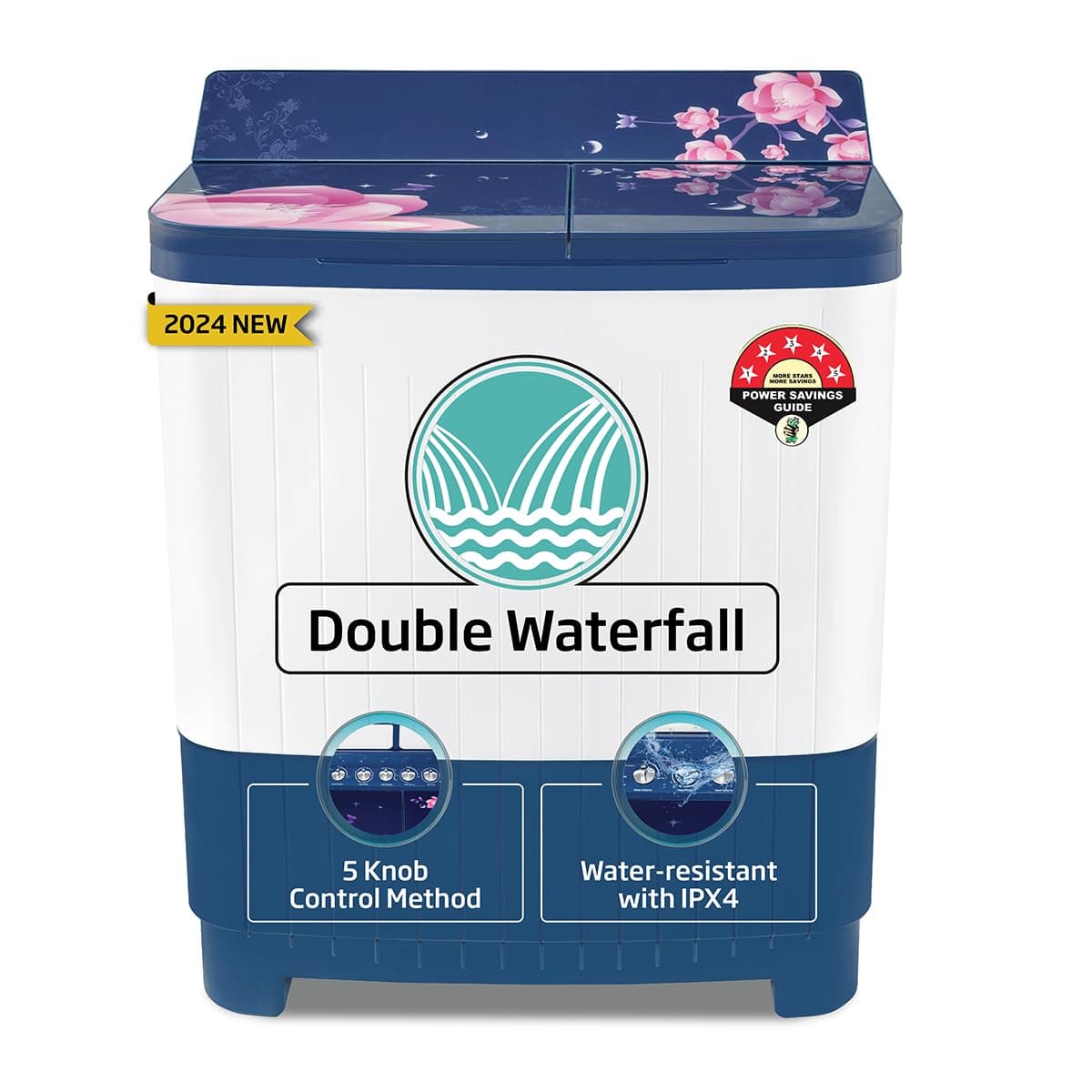 Voltas beko, A Tata Product 8.5 kg 5 Star Semi-Automatic Top Load Washing Machine With Double Water Fall technology (2024 Model, WTT85DBLG/FLRB5, Blue...