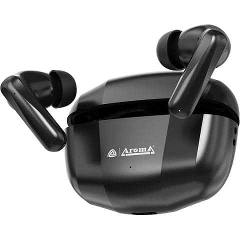 AROMA TWS4 Jaguar V5.4 True Wireless Earbuds, Midnight Black & Grey | up to 60H Playtime, ENC, Fast Charging, Heavy Bass, Bluetooth