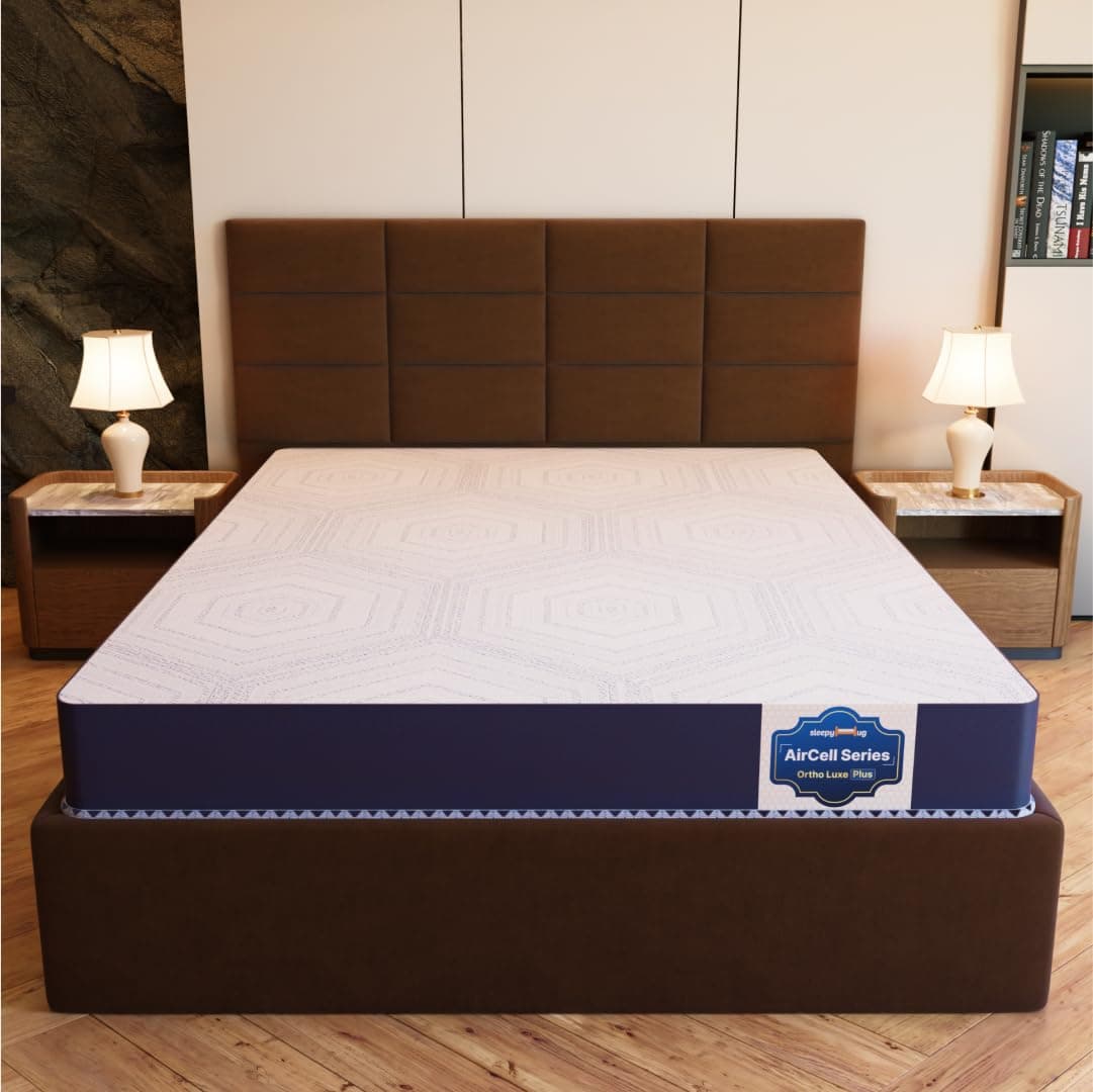 SleepyHug AirCell Ortho Luxe 6 inch Orthopedic Mattress, CoolFlow Memory Foam Mattress with Honeycomb Grid Perfect for King size Bed Provides Back Pai...