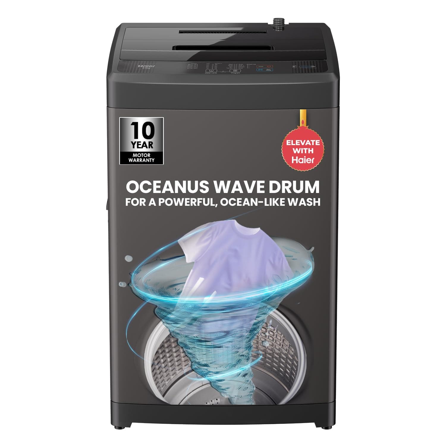 Haier 8 Kg 5 Star Fully Automatic Top Load Washing Machine with Oceanus Wave Drum, Magic Filter, 8 Wash Programs (ETL80-AES5, Brown Grey, Stainless Steel Drum, 15 Mins Quick Wash)