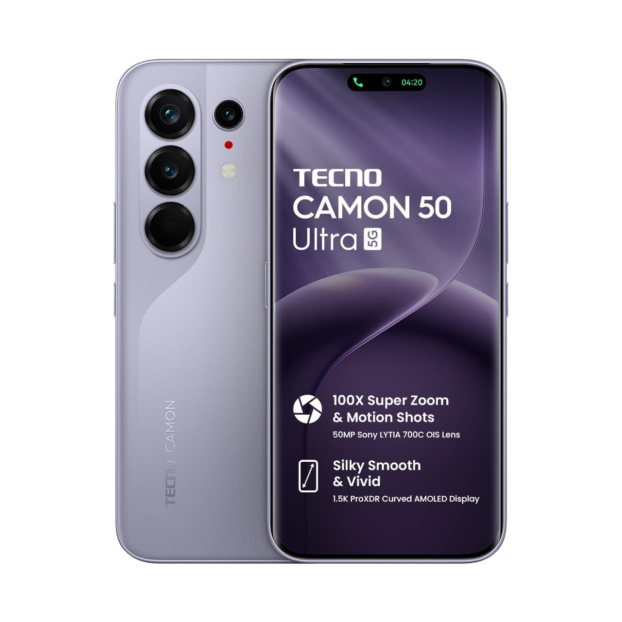 Tecno CAMON 50 Ultra 5G (Misty Purple, 8GB+256GB | 100X Super Zoom & Motion Shots 50MP Sony LYTIA 700C OIS Lens | Silky Smooth & Vivid 1.5K ProXDR Cur...