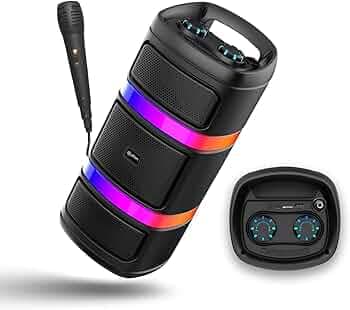 (Refurbished) pTron Fusion Quad V2 40W Bluetooth Karaoke Party SpeakerIgnite Your Party with Vivid RGB Lights, 3m Mic, Mic Volume Control, 5 Equalizer...