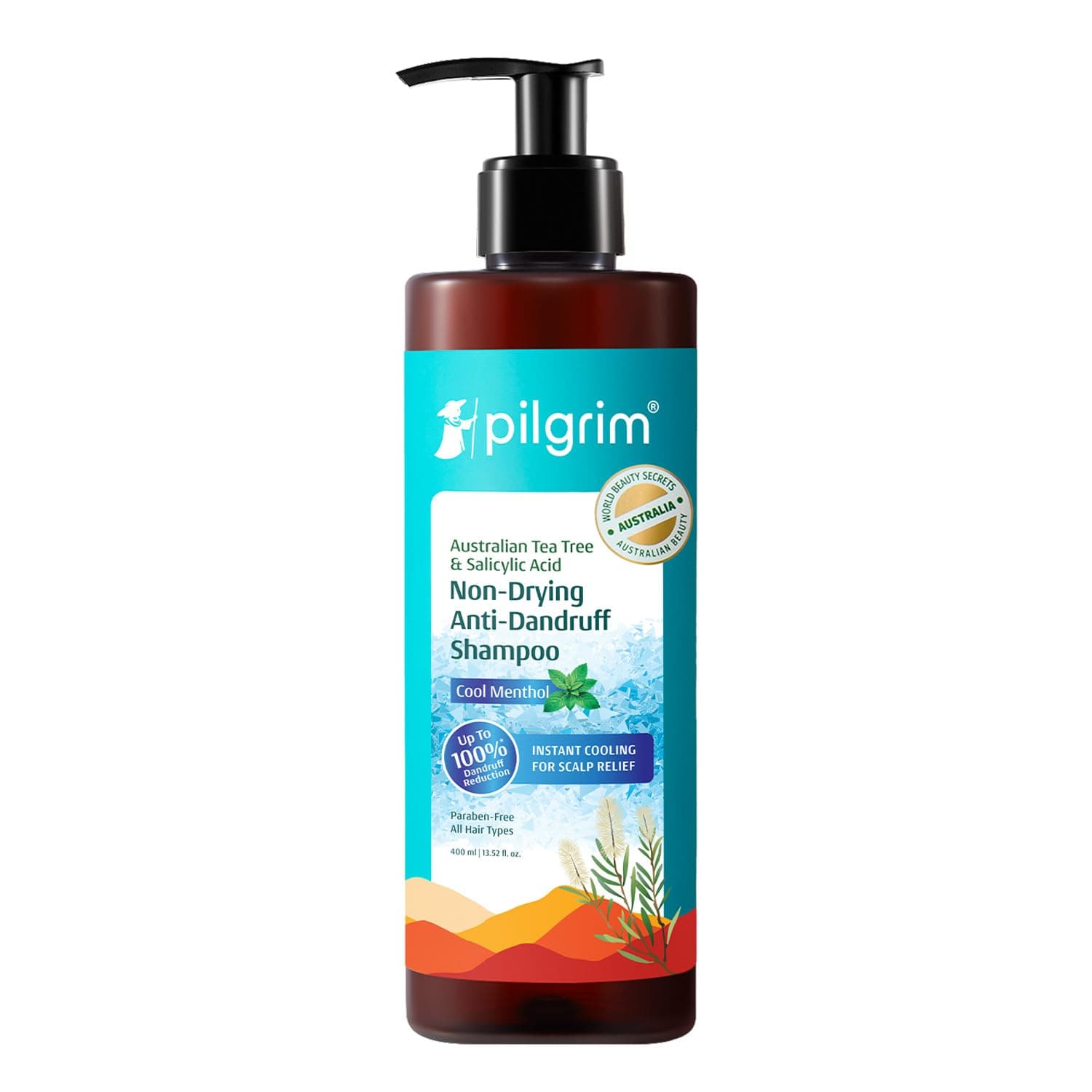 Pilgrim Australian Tea Tree & Salicylic Acid Anti-Dandruff Shampoo with Cool Menthol | Up to 100% Dandruff Reduction*| Soothes Itchy Scalp | Non-Dryin...