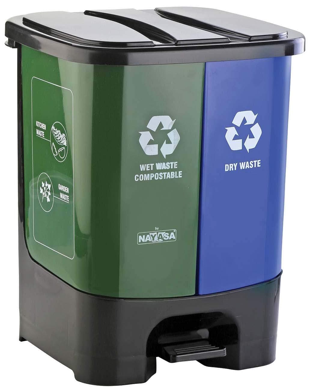 Nayasa 2 in 1 Dustbin - Dry Waste and Wet Waste Dustbin (19 Ltrs) - Small