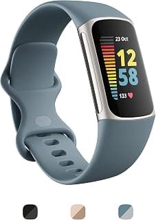 Fitbit Charge 5 Advanced Health & Fitness Tracker with Built-in GPS, Stress Management, Sleep Tools, 24/7 Heart Rate, SpO2 & More, Steel Blue/Platinum