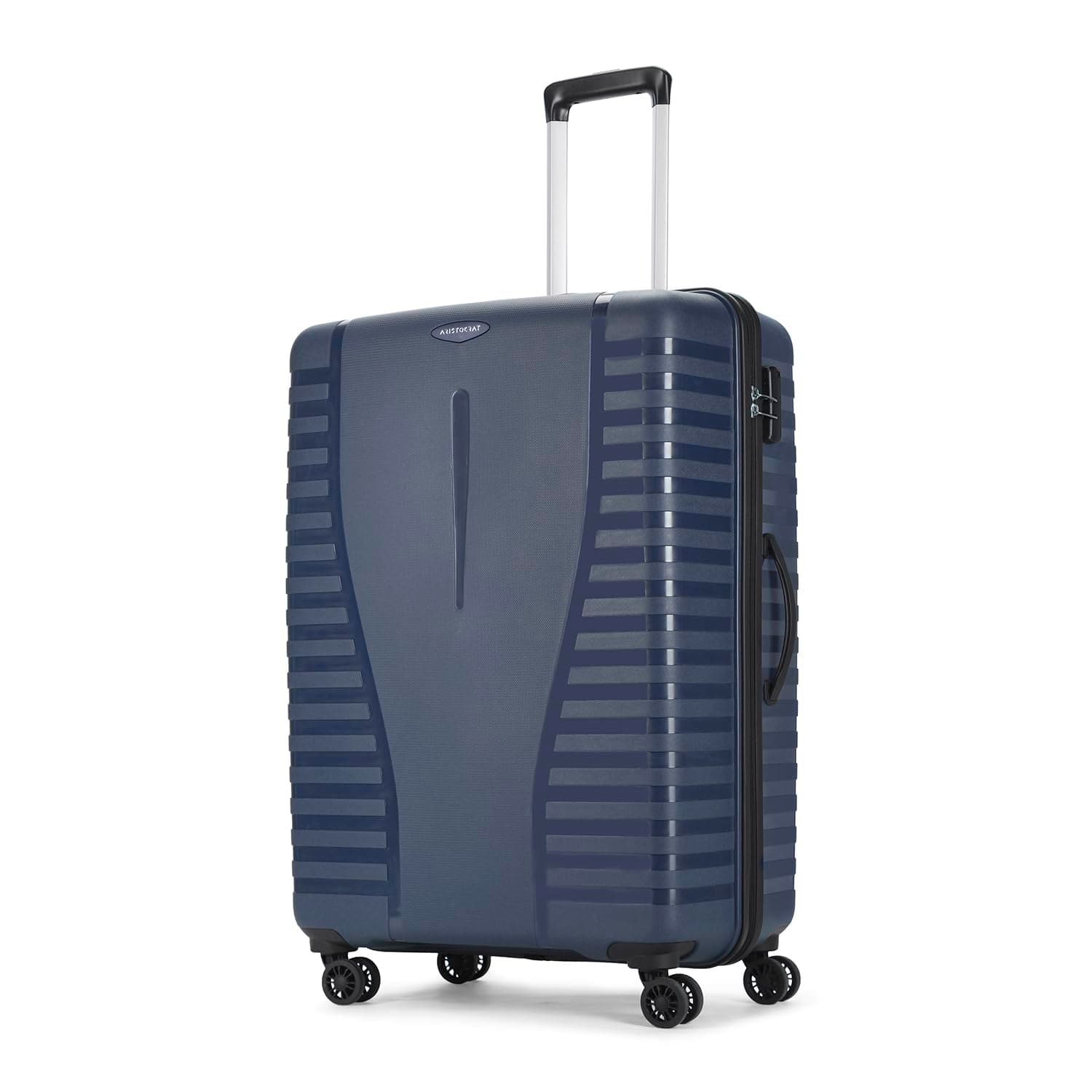 Aristocrat Airpro 75 Cm Large Polypropylene Hard-Sided 8 Spinner Cabin Check-in Trolley Bag with Combination Lock, 7 Years Warranty (Blue)