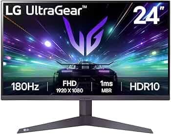 LG 24GS50F-B 24-inch FHD (1920 x 1080) UltraGear Gaming monitor with 180Hz, 1ms MBR, HDR10, AMD FreeSync, HDMI, DisplayPort, 3-Side Virtually Borderle...