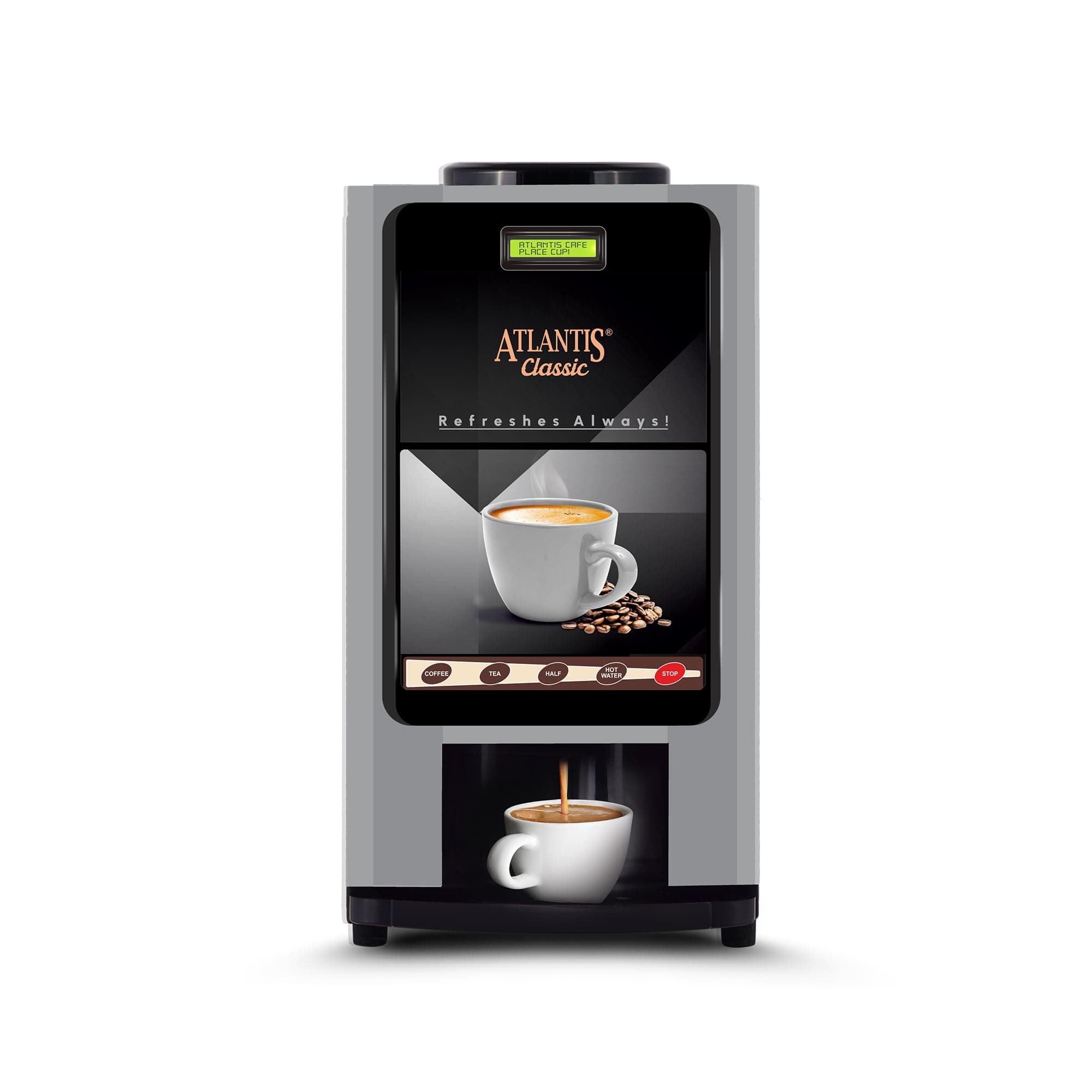 ATLANTIS Cafe Classic 2 Lanes Tea Coffee Machine - 3 Liters Hot Tank | Fully Automatic Coffee Vending Machine for Office Shops and Homes | Make Variet...