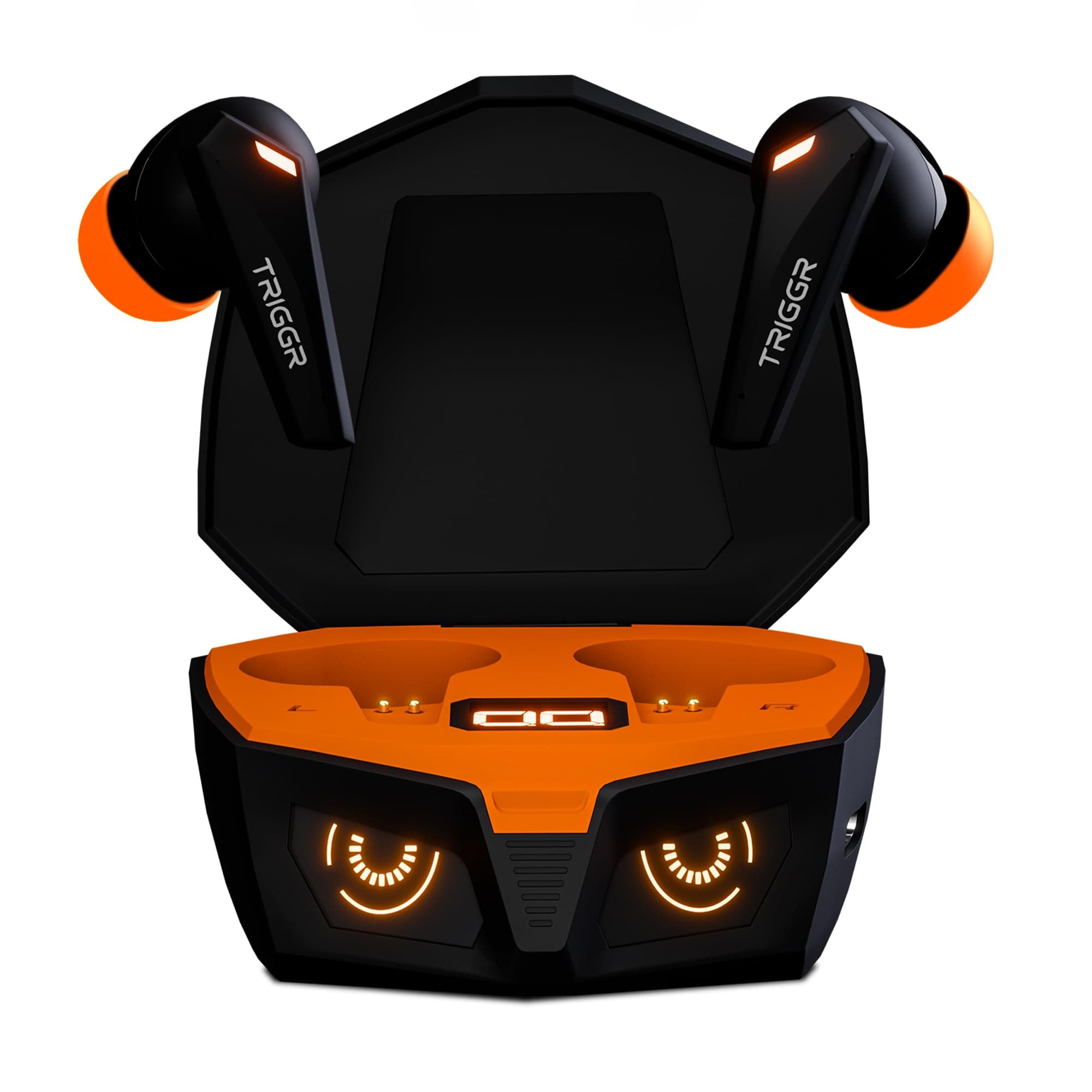 TRIGGR Kraken X1 Plus with Dual Pairing, Battery Display, Quad ENC, 70H Battery, v5.3 Bluetooth (Black Inferno, True Wireless)