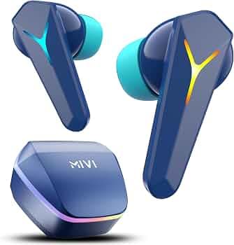 Mivi Commando Q7 Gaming in-Ear Earbuds for lag-Free Gaming, 35ms Ultra-Low Latency, Triple tap for Gaming Mode, Aurora Lights, 50H Intense Gaming with...