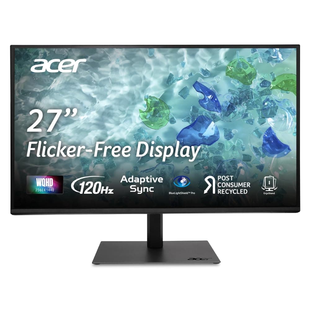 Acer B277U GB 27 inch WQHD (2560x1440) IPS Monitor | ErgoStand Tilt Swivel Pivot Height Adjust | 120Hz AdaptiveSync |TUV Low BlueLight | Strong Sturdy...