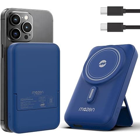 Mozen by Amkette Surge Air S1 MagSafe PowerBank/Wireless PowerBank, 10000mAh | Wired 22.5W PD Type C Input/Output + 18W USB-A | 15W Qi Wireless for Android & 7.5W Standard for iPhones (Blue)