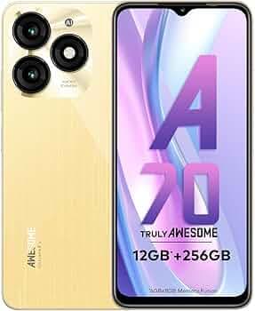 itel A70 Smartphone | 12GB* RAM, 256GB Storage | 8MP AI Selfie Camera | 5000mAh Battery | Type-C Charging | Dynamic Bar | Brilliant Gold