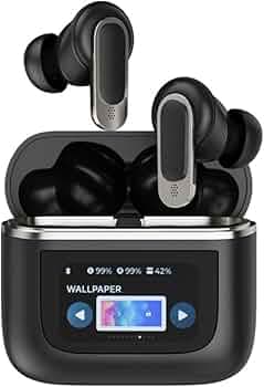 Tunifi Tour Pro 2 True Wireless Noise Cancelling TWS with Screen Earbuds with 24 Hours Playback Bluetooth Earphones, 6-Mic and Smart LCD Display in Ea...