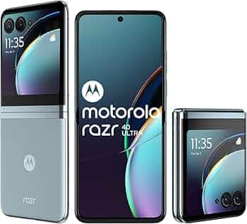 (Refurbished) Motorola razr 40 Ultra (Glacier Blue, 8GB RAM, 256GB Storage) | 3.6" External AMOLED Display | 6.9" AMOLED 165Hz Display | 32MP Selfie C...