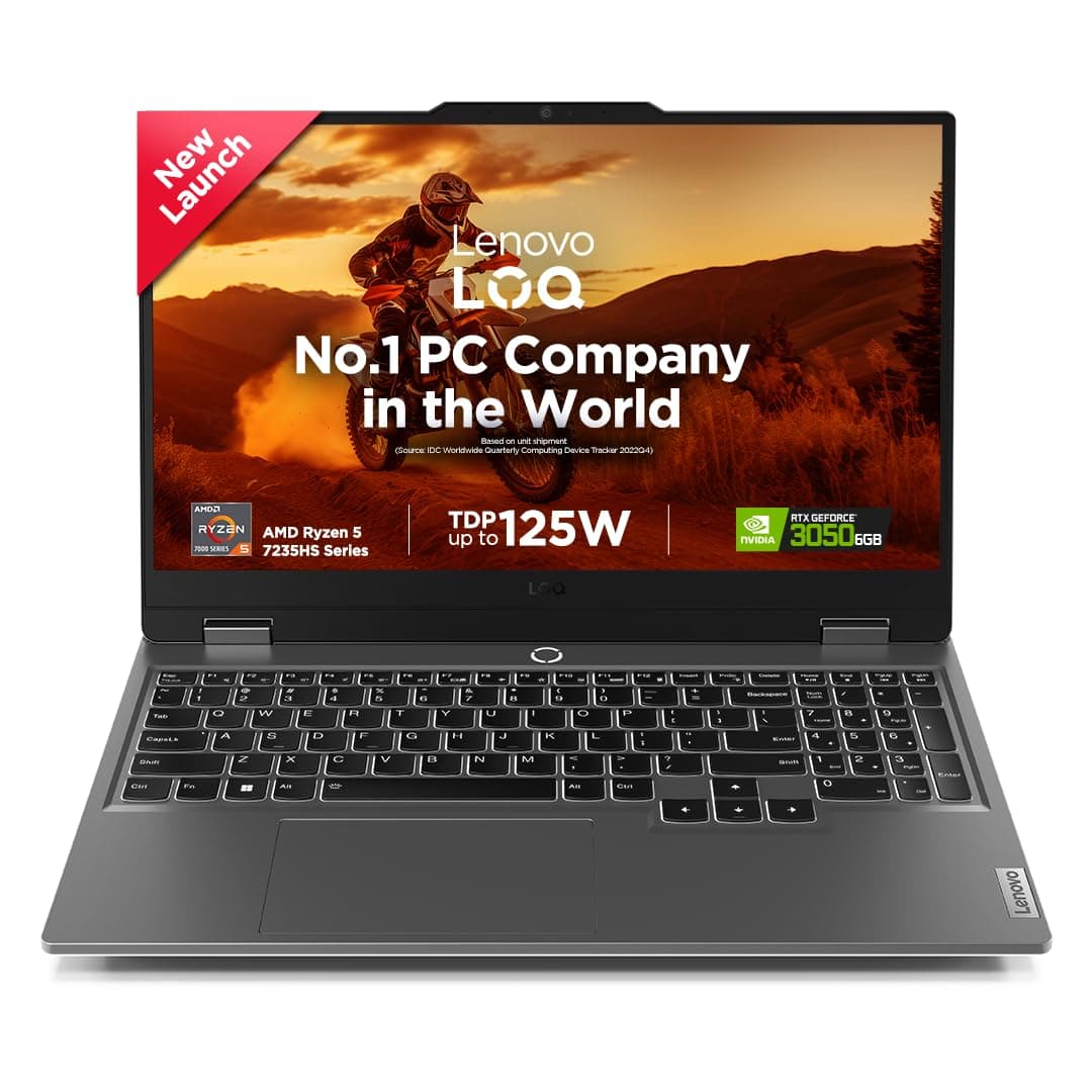Lenovo LOQ AMD Ryzen 5 7235HS| NVIDIA RTX 3050 6GB (24GB RAM/512GB SSD/144Hz Refresh Rate/15.6" (39.6cm)/Windows 11/Office Home 2024/3 Mon. Game Pass/...