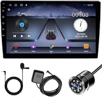 Audio Wheels Double Din Car Stereo 9" 1G+32G Android 12 Multimedia BT Player Touchscreen with Mirror Link Split Screen GPS Navigation WiFi USB + LED R...
