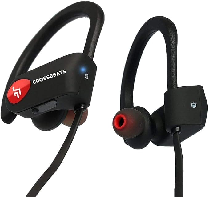 CrossBeats Wave Waterproof Sports Bluetooth Wireless Earphones for Mobile with Mic and Carry Case (Black) In-Ear
