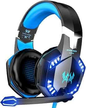VersionTech Comfortable LED 3.5mm Stereo Gaming LED Lighting Over-Ear Headphone Headset Headband with Mic for PC Computer Game with Noise Canelling & ...