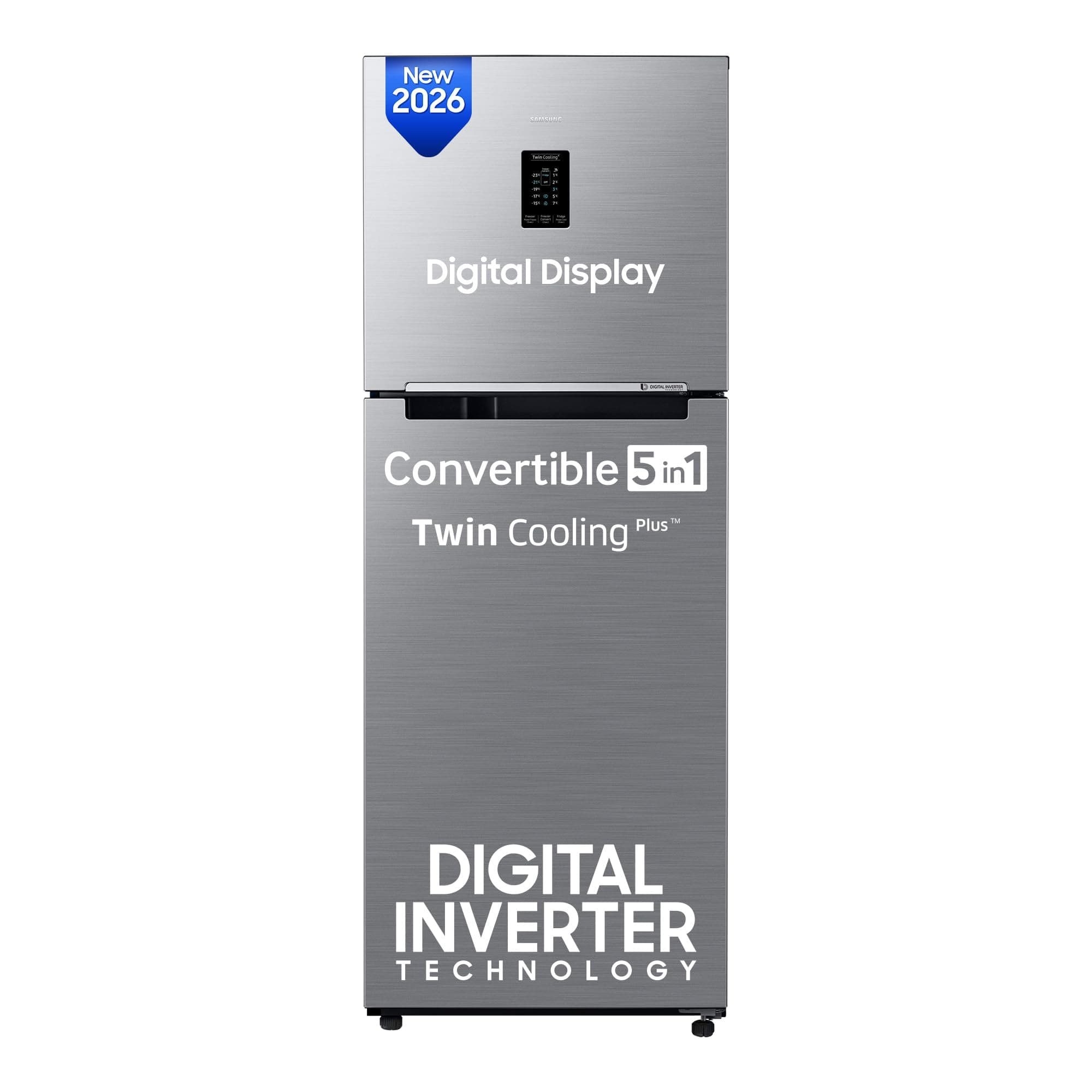 Samsung 301 L, 2 Star, Convertible 5-in-1 Digital Inverter with Display Frost Free Double Door Refrigerator (RT31H4522S9/HL, Silver, Refined Inox, 202...