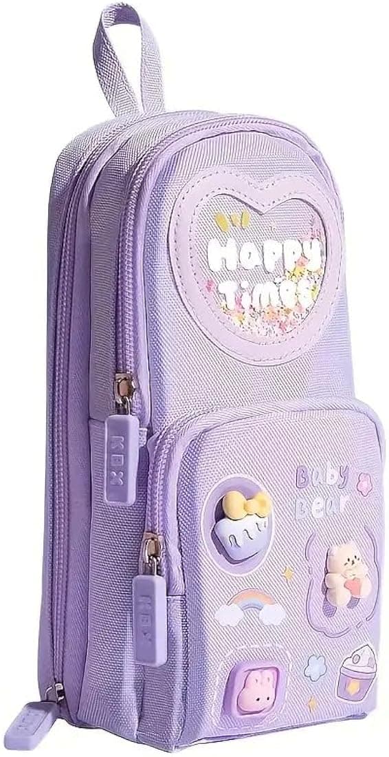 SAJANI Three Layer School Bag-Shaped Pencil Pouch, Large-Capacity Pencil Pouch with Zipper, Multipurpose Pen & Pencil Pouch for School Supplies for Bo...