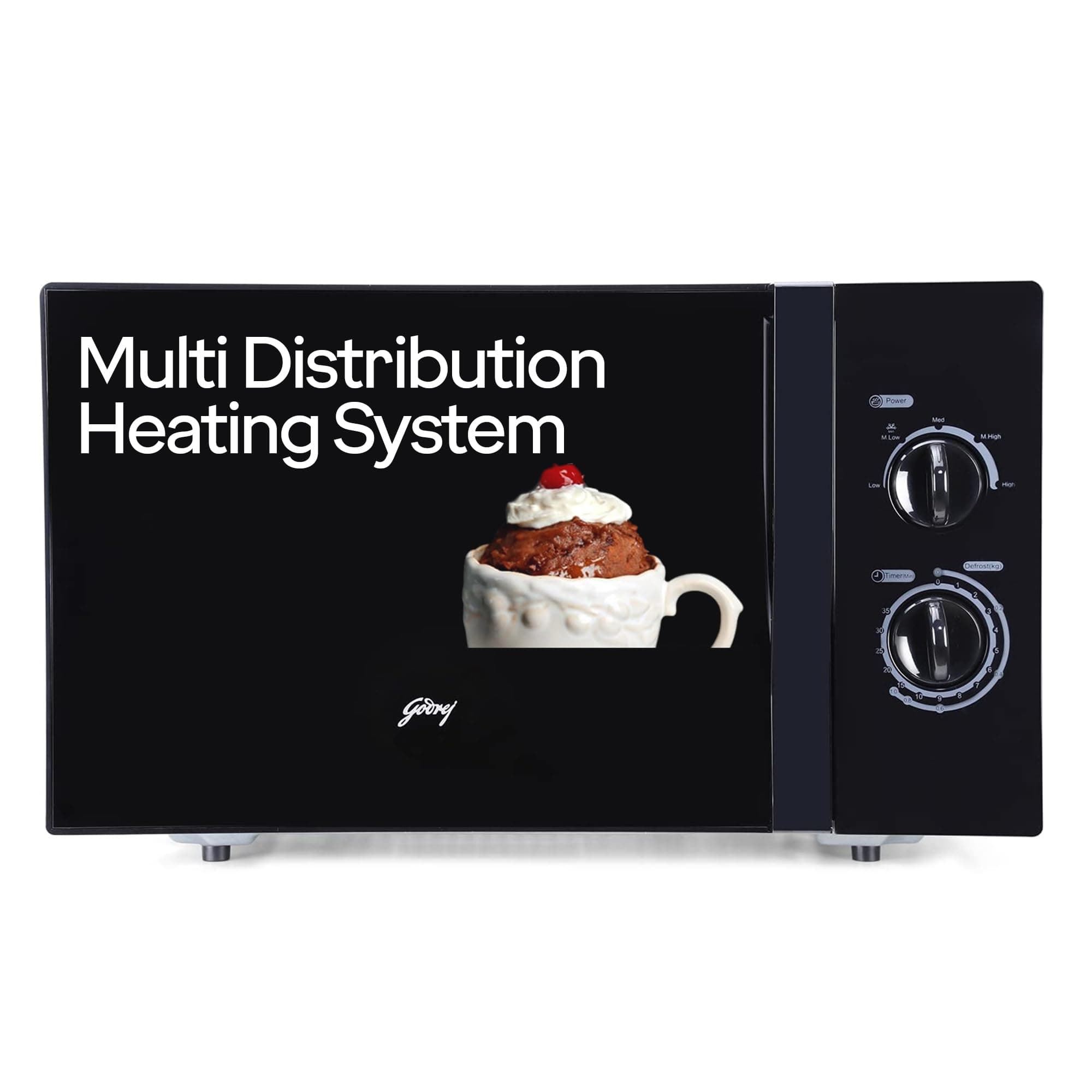 Godrej 25 L Solo Microwave Oven (GMX 725 SP1 TM Mirror, Multi distribution heat system), Black