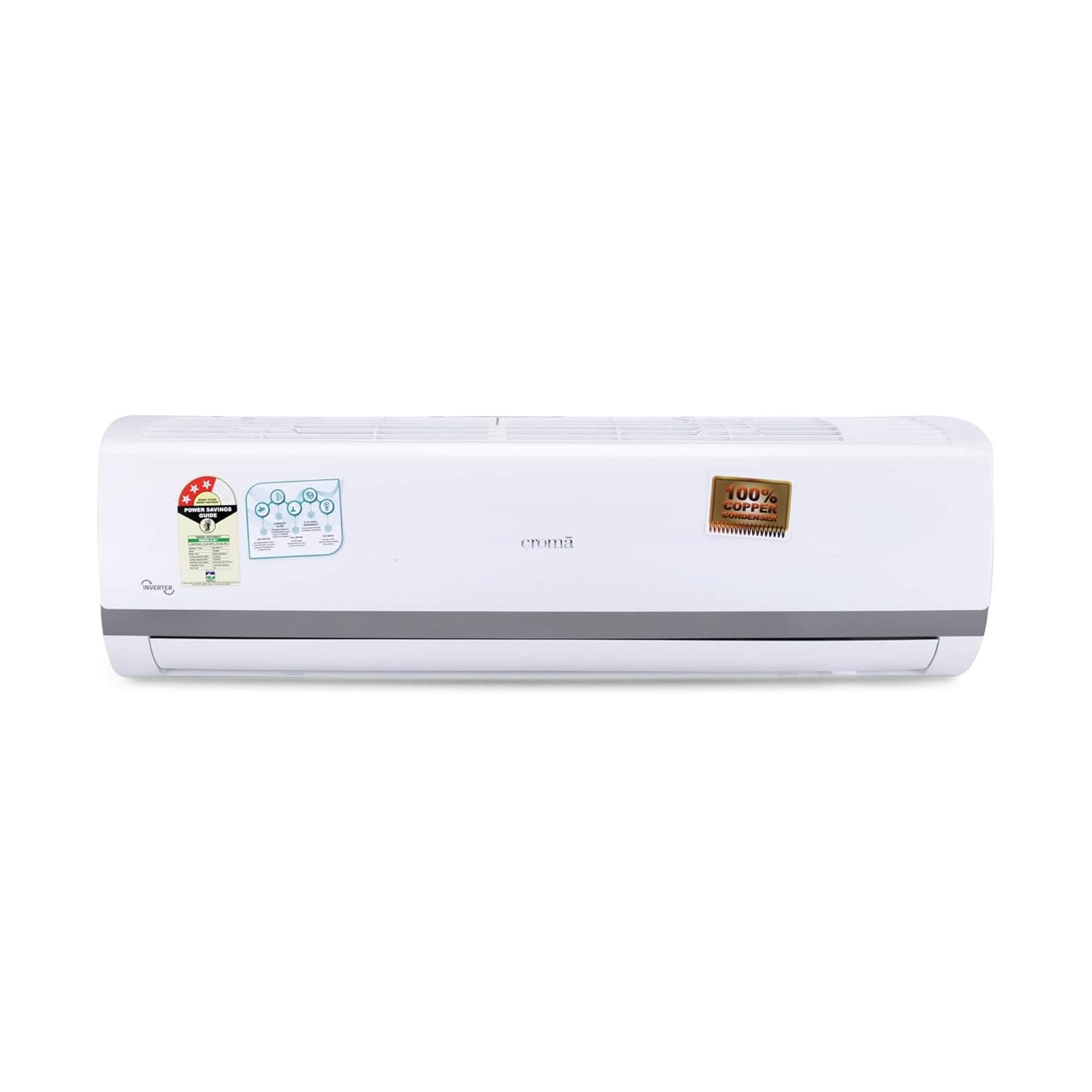 Croma 1.5 Ton 3 Star Split Inverter AC (Copper, CRAC7557, White) with FREE Installation