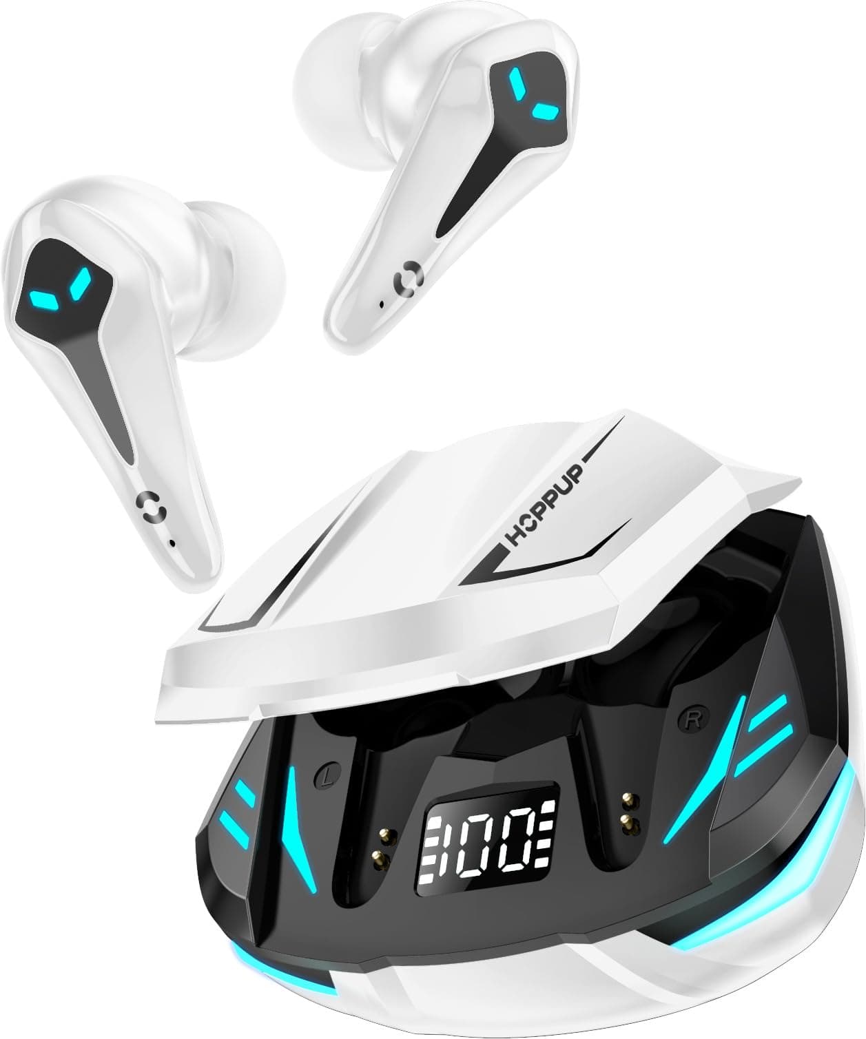 HOPPUP Predator Xo3 Gaming Earbuds with 35MS Low Latency, 13MM Drivers & 50H Playtime Bluetooth (White, True Wireless)