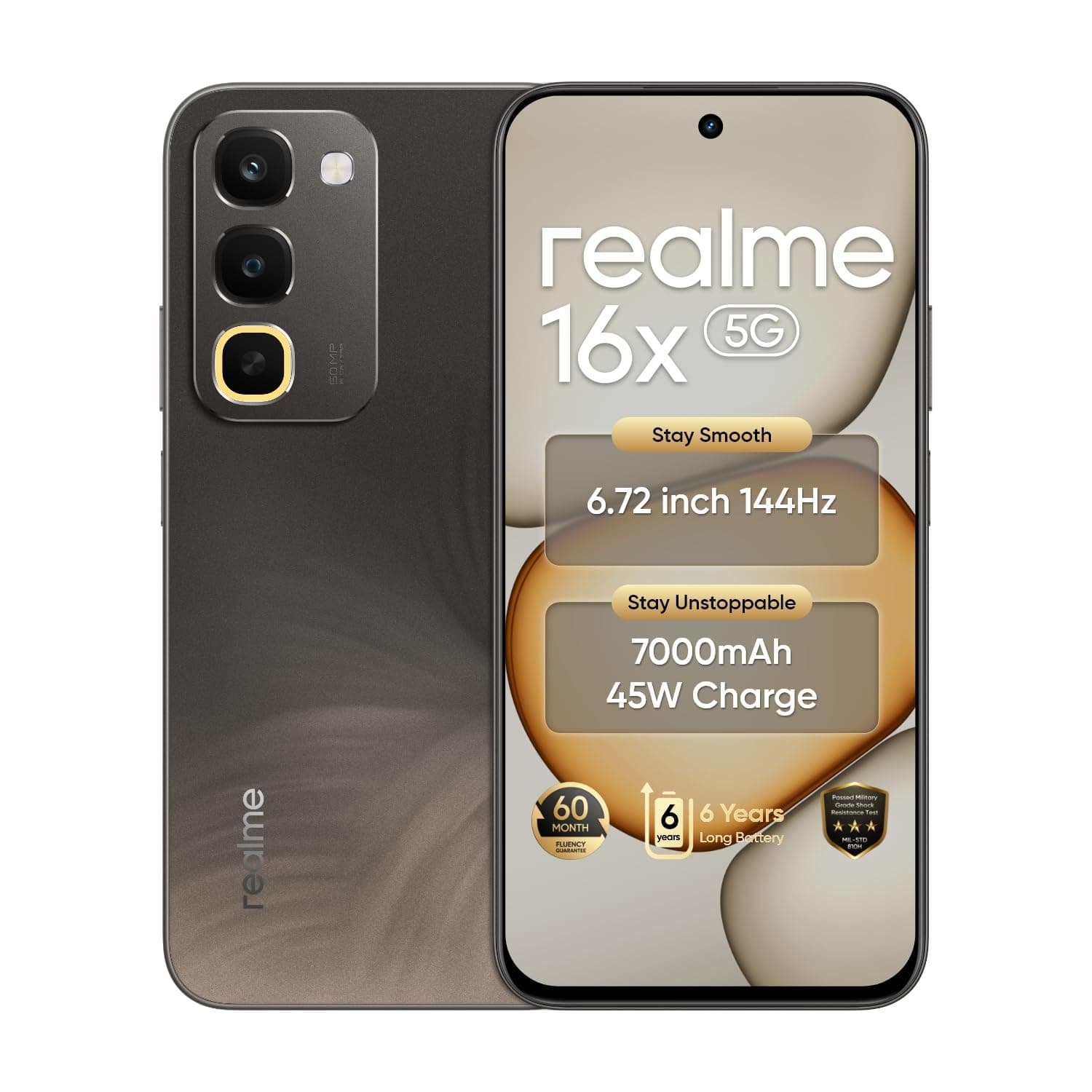realme 16X 5G Smartphone 7000mAh Titian Battery 6GB RAM 128GB ROM 6.8 inch 144Hz Display 50MP AI Main Camera, MediaTek Dim...