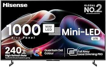 Hisense 215 cm (85 inches) 4K Ultra HD Smart Mini LED QLED TV 85U7K (Black)