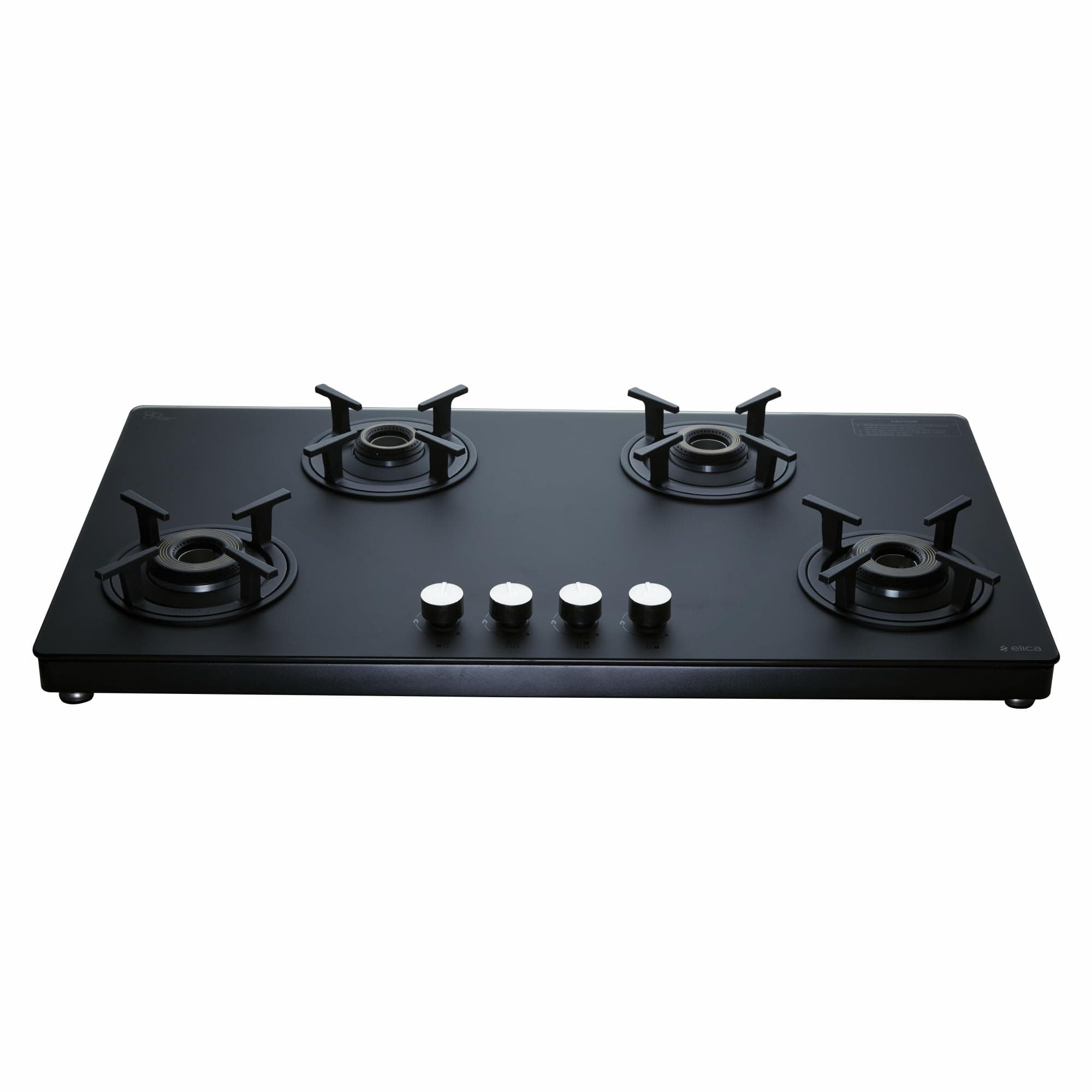 Elica 90cm 4 Burner Gas Stove | Manual Ignition | SBF MATT LOTUS TKN 904 CT VETRO 2J BK | Matt Glass Top | SABAF Brass Burners | Cast Iron Pan Support...