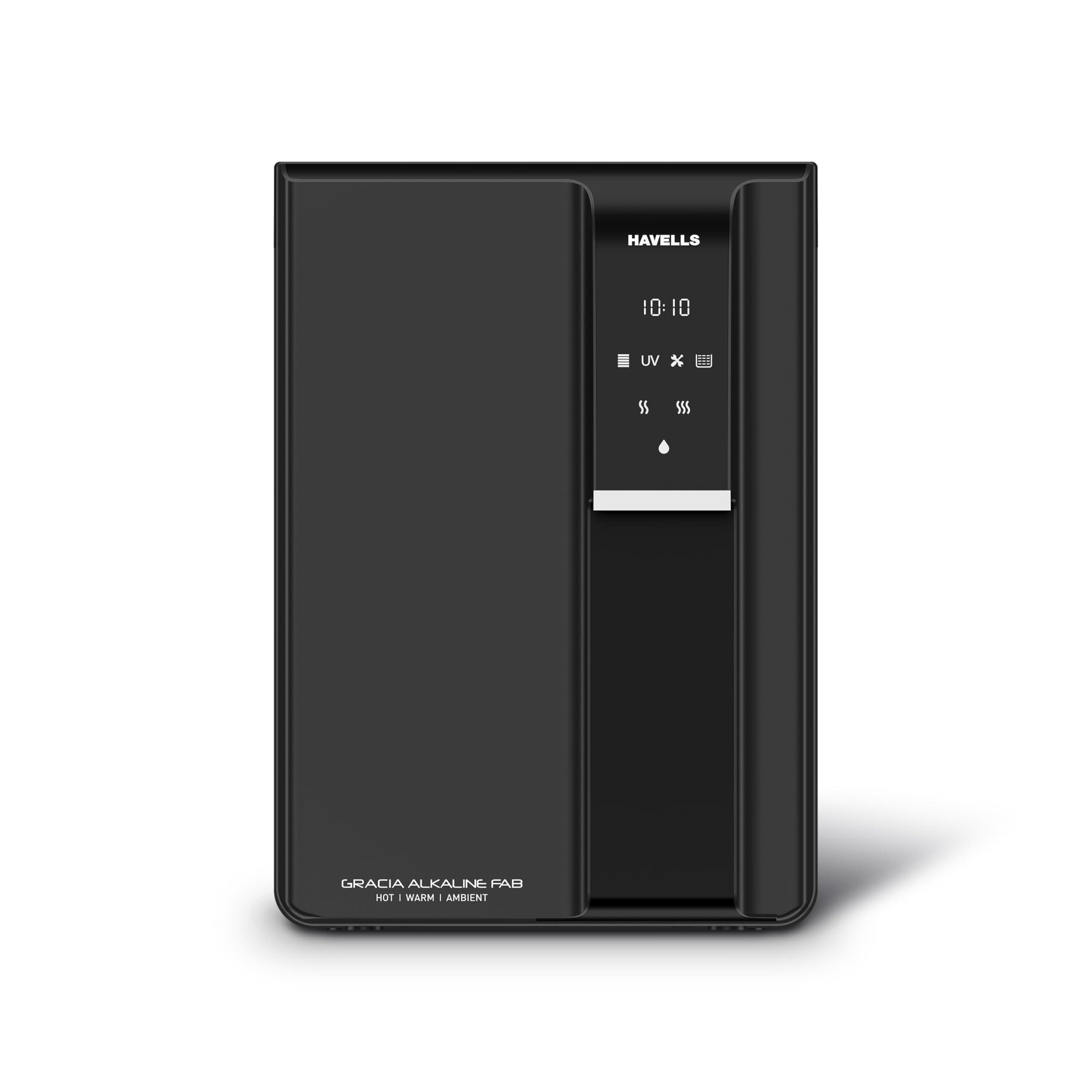 Havells Gracia FAB Alkaline Water Purifier (Black), RO+UV+Alkaline, Hot, Warm & Ambient Water, Copper+Zinc+Minerals, 8 Stage Purification, 6.5L SS Tan...