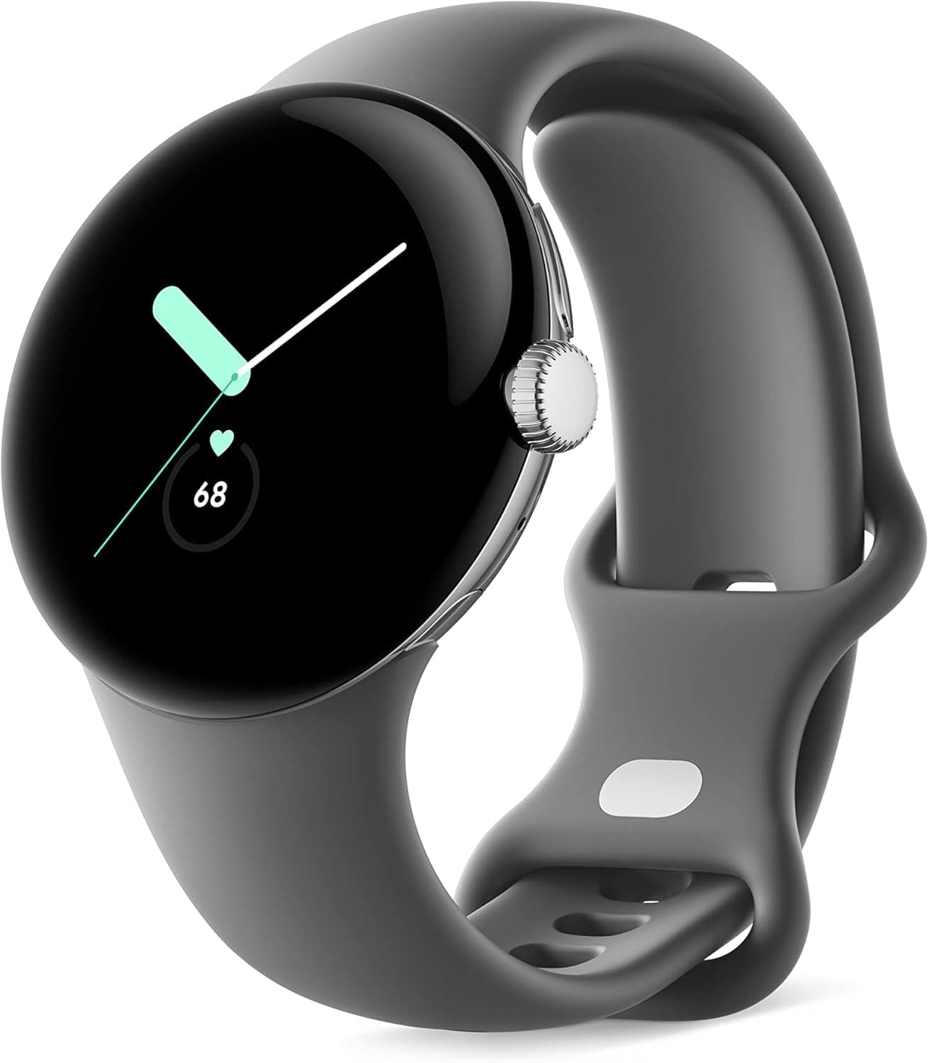 Google Pixel Watch, 41mm Polished Silver Case w/Charcoal Active Band, Android Smartwatch, Fitbit Activity, Fitness, Sleep, Heart Rate Tracking, LTE Su...