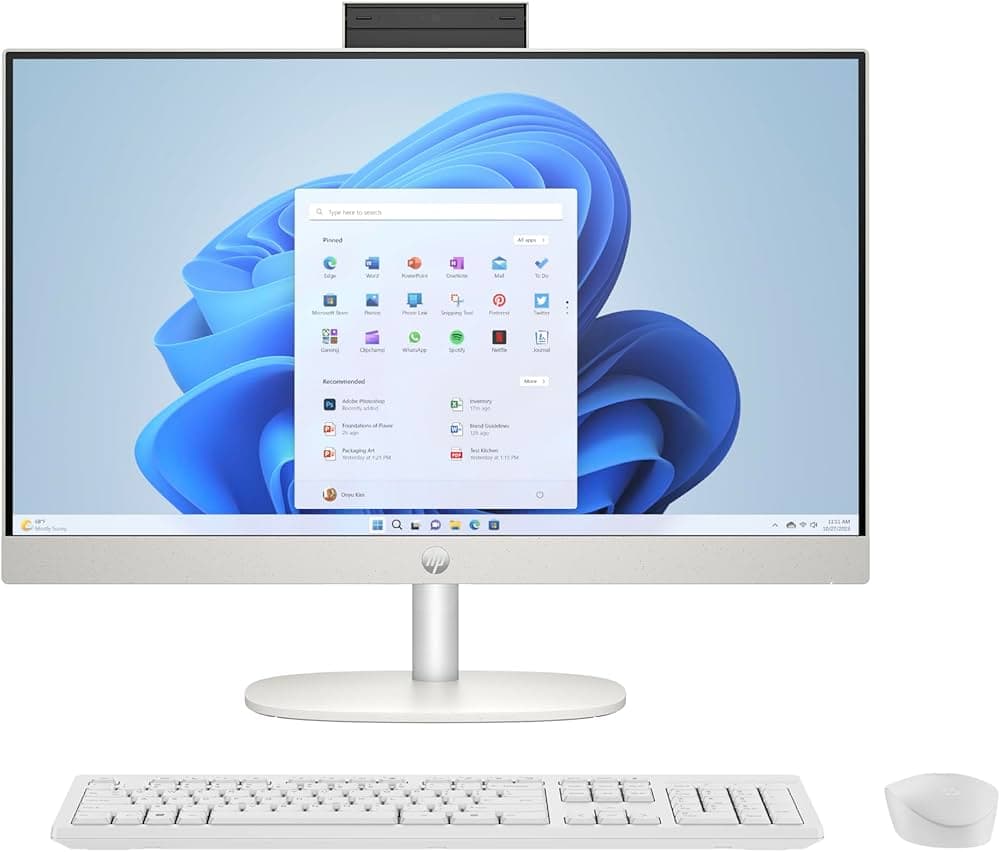 HP All-in-One 24, 13th Gen Intel Core i5-1335U,23.8inch(60.5 cm),FHD,anti-glare,8 GB DDR4,512GB M.2 SSD, 510SP White Wireess Keyboard and Mouse Combo,...
