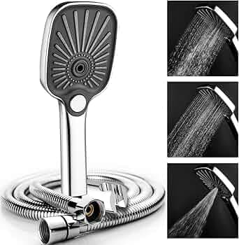 ALTON SHR22380, ABS,3-Function, 5-INCH, Hand Shower With SS-304 Grade 1.5 Mtr Flexible Hose & Wall Hook, Silver