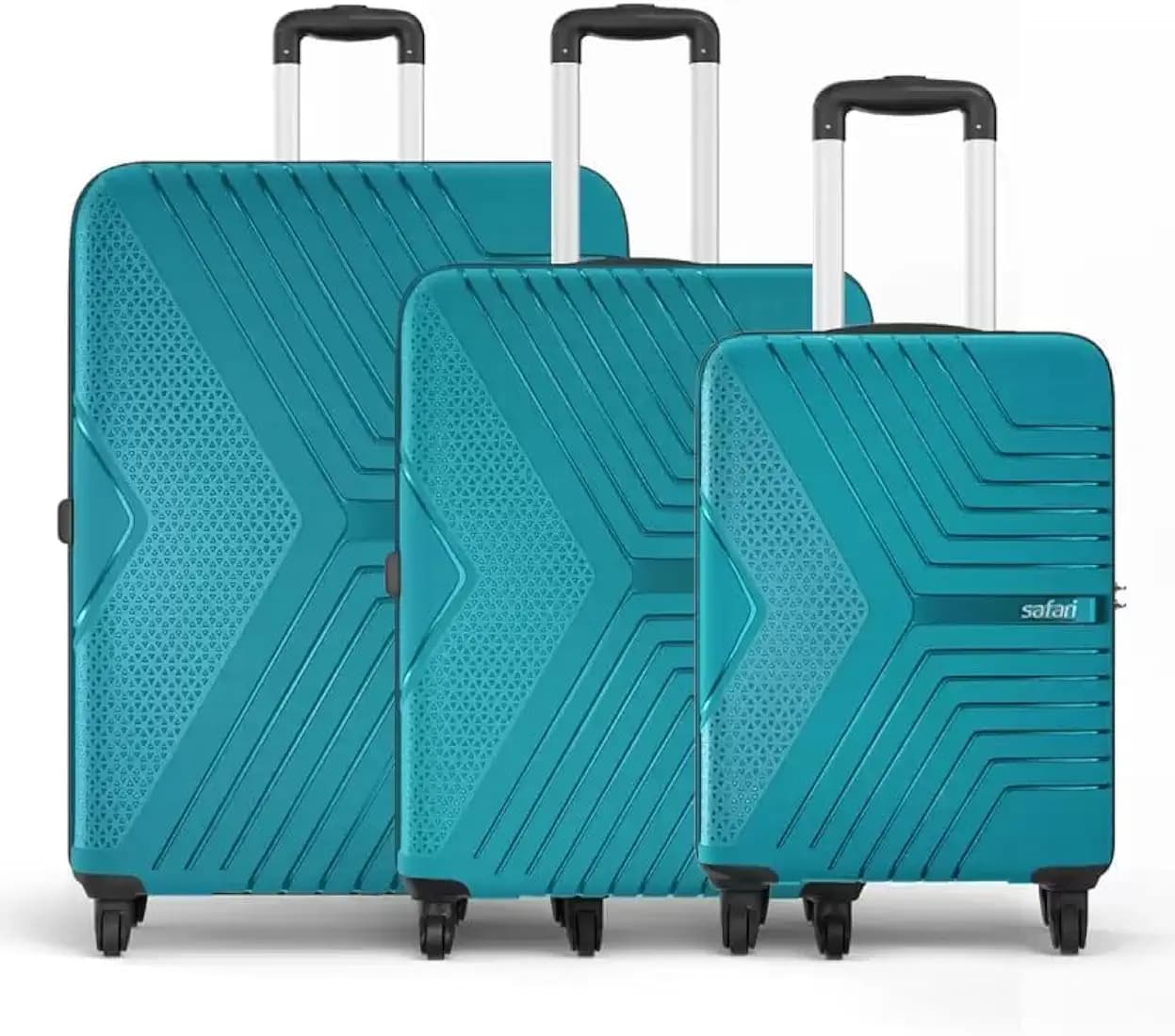 Safari Hard Trolley Bag Set of 3 Suitcase for Travel Luggage Bag with 4 Wheel and Number Lock (Z Green)