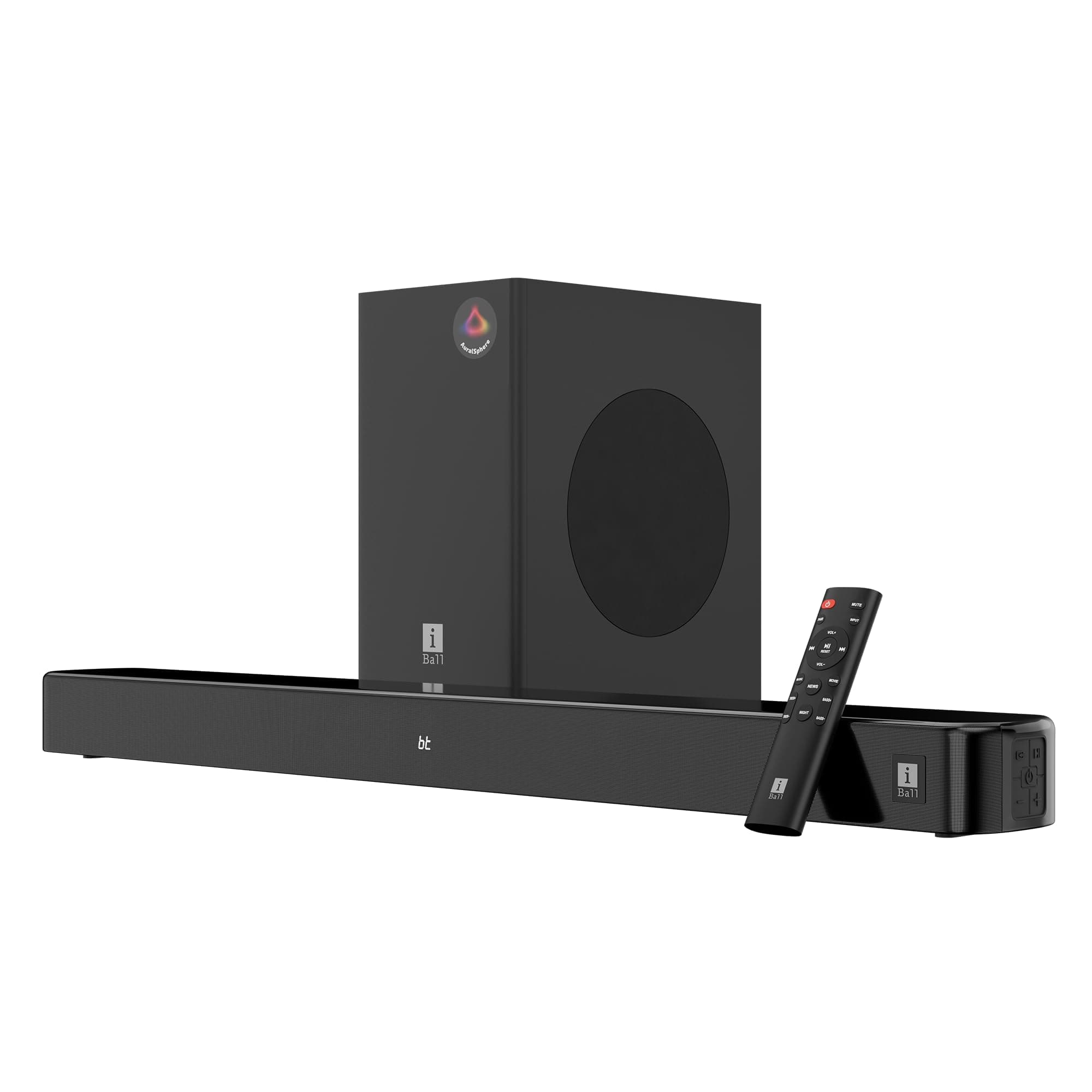iBall Cinebar 100 220W Soundbar, 2.1 Channel, Deep Bass, 16.5 cm Subwoofer, AuralSphere Surround Audio, Quad Driver Audio, BT v5.3, HDMI ARC, Optical,...