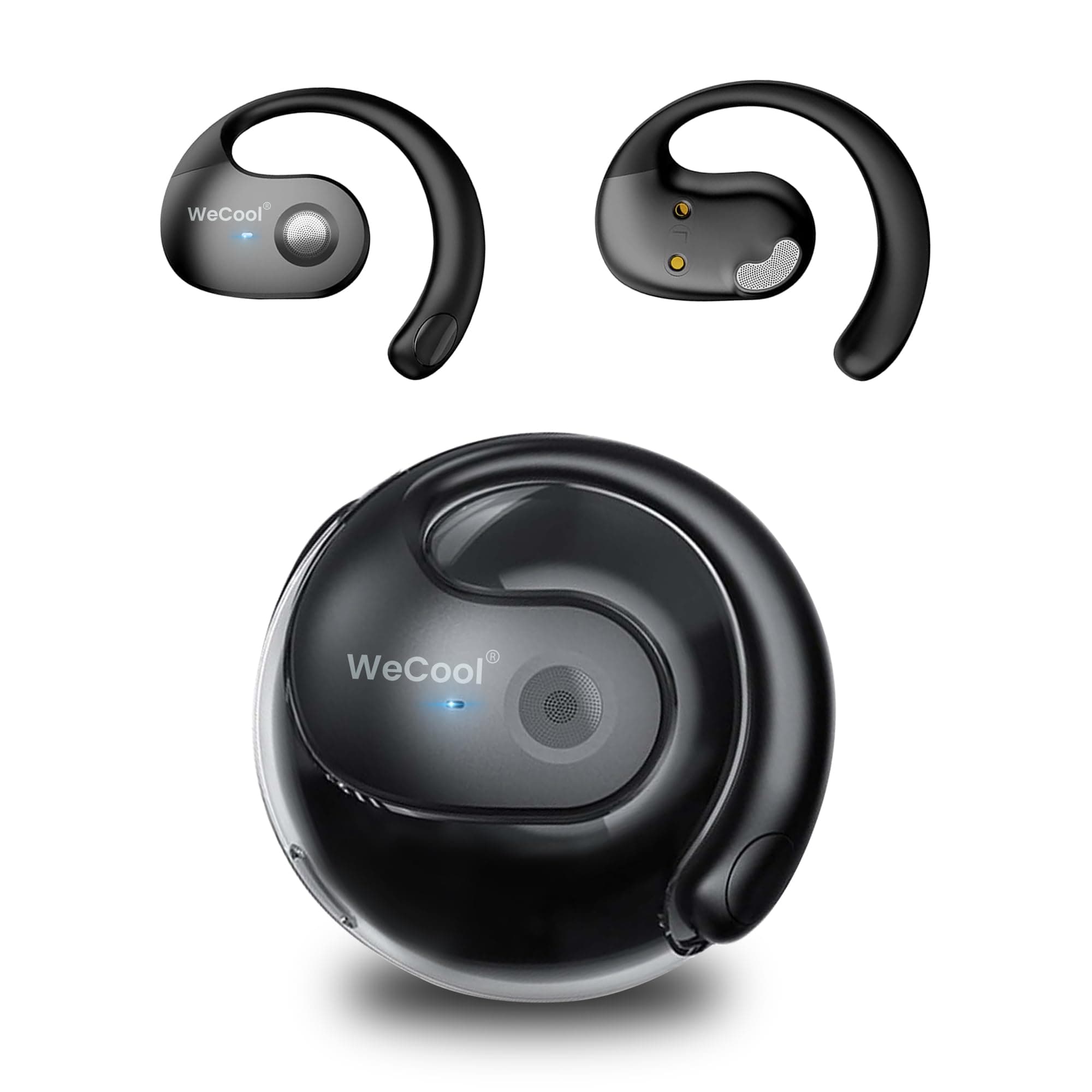 WeCool Moonwalk Mini New Open Ear Earbuds Wireless with Call Noise Reduction, 60H Playtime Bluetooth 5.4 Ows Earphones with 360 Panoramic Sound, 16mm ...