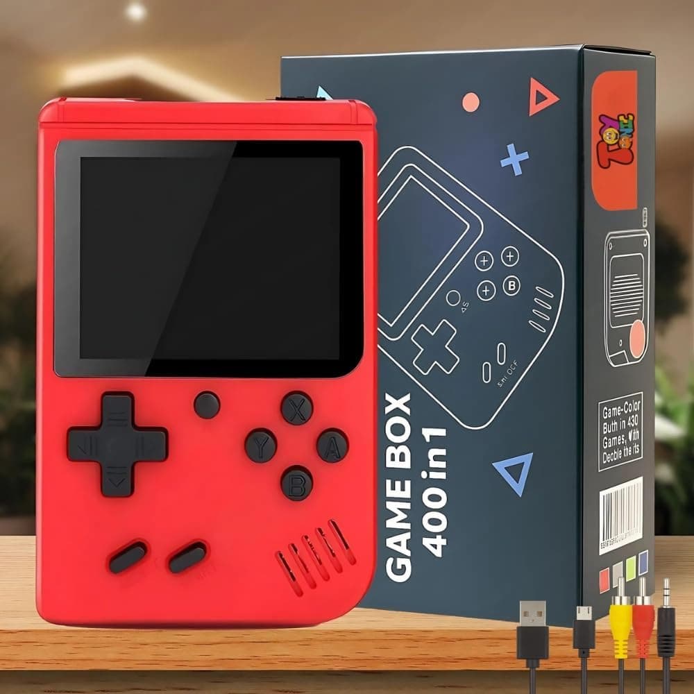 TOYTONIC Game Box 400 in 1 Retro Handheld Gaming Console with 3 Inch Color Screen, Rechargeable Battery, AV Output, Classic Video Games for Kids & Ad...