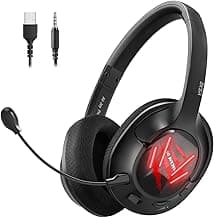EKSA E3 Gaming Headset for PS4, PC, Xbox One Controller, Noise Cancelling Over Ear Headphones with Mic, LED Light, Bass Surround, Soft Memory Earmuffs